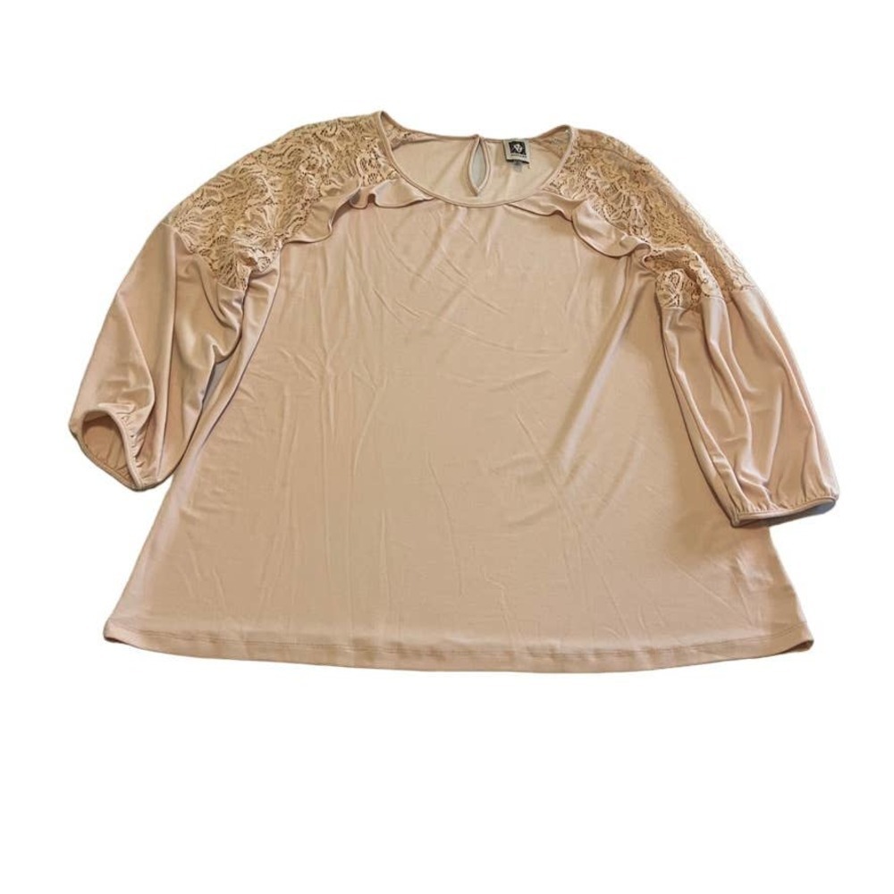 Anne Klein light pink lace sleeve blouse XL